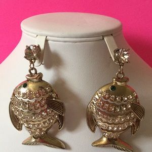 Betsey Johnson big fish earrings.